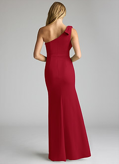 Azazie Rinna Bridesmaid Dresses Scarlet Mermaid One Shoulder Stretch Crepe Dress image4