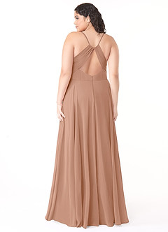 Azazie Avelina Bridesmaid Dresses Champagne Rose A-Line V-Neck Pleated Chiffon Dress image7