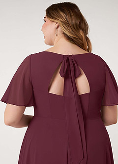 Azazie Kimber Bridesmaid Dresses Cabernet A-Line Flounce Sleeve Chiffon Dress image13