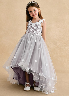 Azazie Celia Flower Girl Dresses Dusk A-Line Lace Tulle Dress image6