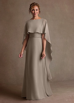 Azazie Marilla 신부의 어머니 드레스 A라인 주름진 쉬폰 플로어 길이 드레스 image4