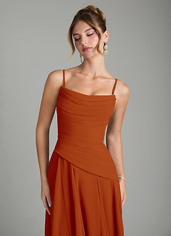 Azazie Gabriela Brautjungfernkleider A-Linie Korsett Chiffon Kleid Paprika image9