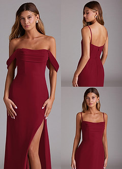 Azazie Saige Bridesmaid Dresses Burgundy A-Line Off the Shoulder Chiffon Convertible Dress image10