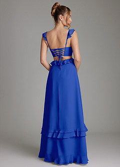Azazie Malaya Bridesmaid Dresses Royal Blue A-Line Corset Chiffon Dress image2
