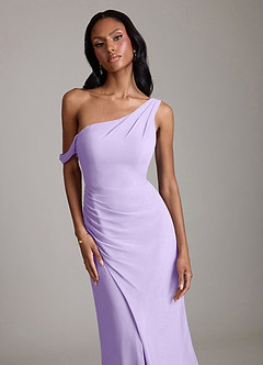 Azazie Madelyn Bridesmaid Dresses Lilac Mermaid One Shoulder Chiffon Convertible Dress image4