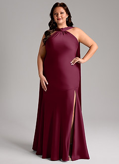 Azazie Kinsley Vestidos de damas de honor Vestido de Mora de Satén Elástico de Corte Sirena con Corte Lateral image8