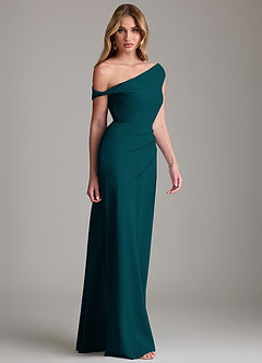 Azazie Emerson Bridesmaid Dresses Pine Sheath Off the Shoulder Chiffon Dress image5