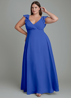 Azazie Leilani Bridesmaid Dresses Royal Blue A-Line Pleated Chiffon Dress image6