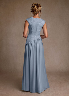 Azazie Kalleen Mother of the Bride Dresses Dusty Blue A-Line Pleated Chiffon Dress image3