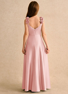 Azazie Rosita Girls Formal Flower Girl Dresses Powder Pink A-Line Pleated Stretch Satin Dress image5