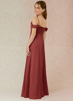 Azazie Kaitlynn Junior Terracotta A-Line Off the Shoulder Chiffon Dress image5