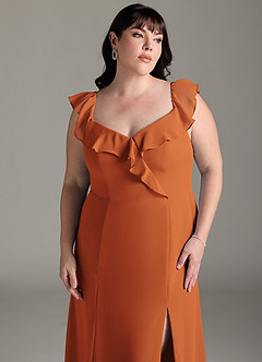 Azazie Sophie Bridesmaid Dresses Cinnamon A-Line Off the Shoulder Chiffon Convertible Dress image13