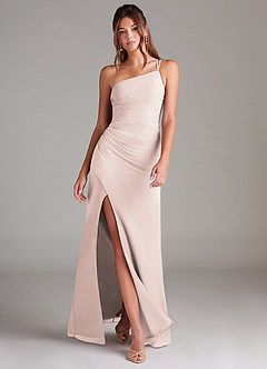 Azazie Eren Brautjungfernkleider Etui One-Shoulder Chiffon Kleid Blassrosa image1