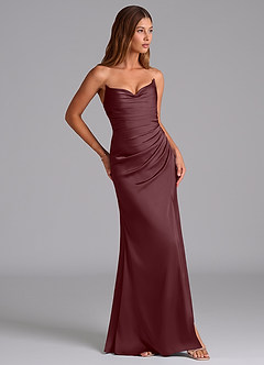 Azazie Claudelle Suknie dla druhen Syrena Bez ramiączek Satyna elastyczna Do ziemi Sukienka image4