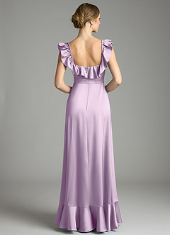 Azazie Lyra Bridesmaid Dresses Frosted Lilac A-Line Off the Shoulder Stretch Satin Convertible Dress image8