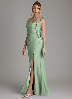 Azazie Jessamine 신부 들러리 드레스 인어 코르셋 쉬폰 바닥 길이 드레스 image5