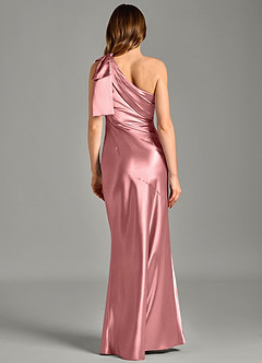 Azazie Yuanna Brudtärnklänningar Klä av Sjöjungfru i Metallisk satin Ena axeln Rosett image6