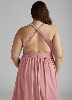 Azazie Ashia Brautjungfernkleider A-Linie Plissee Chiffon Kleid Altrosa image12