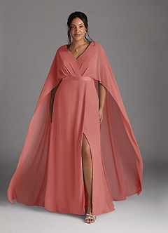 Azazie Isa Mère de la mariée Robes Robe Trapèze en Mousseline de soie Col V plissé Antique Rose image7