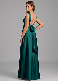 Azazie Beatrice Bridesmaid Dresses Peacock A-Line Sweetheart Neckline Stretch Satin Dress image2