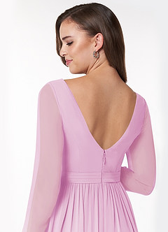 Azazie Teton Brautjungfernkleider für Schwangere A-Linie Langarm Chiffon Bodenlänge Kleid image6