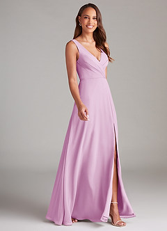 Azazie Nelly Abiti da Damigella Abito A-Line in Chiffon Plissettato Rosa Confetto image3