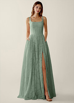 Megan Aloe Grün Spitzen-A-Linien-Abendkleid image3