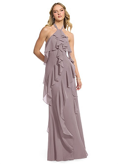 Azazie Velma Bridesmaid Dresses Dusk A-Line Side Slit Chiffon Dress image3