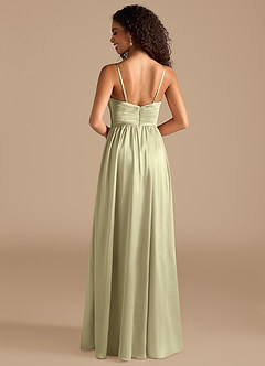 Azazie Alia Brautjungfernkleider A-Linie Plissee Metallischer Satin Kleid Moosgrün image4
