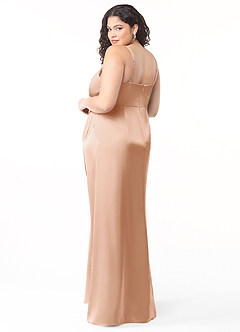 Azazie Maci Bridesmaid Dresses English Rose A-Line V-Neck Pleated Stretch Satin Dress image8