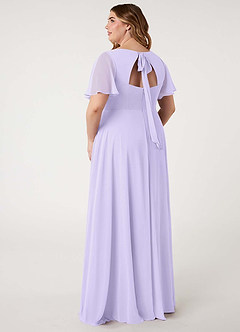 Azazie Kimber Vestidos de damas de honor Vestido de Lila de Gasa de Corte en A con Manga volante image12