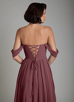 Azazie Loisa Bridesmaid Dresses Sangria A-Line Corset Chiffon Convertible Dress image4