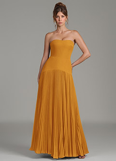Azazie Yuliana Bridesmaid Dresses Butterscotch A-Line Strapless Chiffon Dress image1