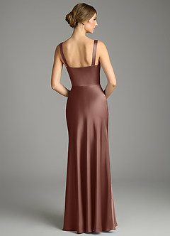 Azazie Alouette Bridesmaid Dresses Espresso Mermaid Pleated Stretch Satin Dress image2