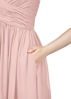 Azazie Angie Abiti da Damigella Abito A-Line in Chiffon Corsetto Rosa Cipria image10