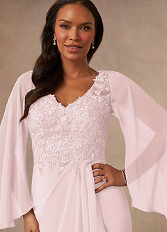 Azazie Perry Mother of the Bride Dresses Mermaid V-Neck Lace Chiffon Floor-Length Dress image6