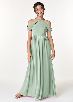 Azazie Seneca Junior Agave A-Line Off the Shoulder Chiffon Dress image1