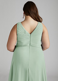 Azazie Flora Kleider zum Anprobieren zu Hause A-Linie Plissee Chiffon Kleid Agave image14