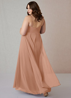 Azazie Emerald Bridesmaid Dresses Champagne Rose A-Line Ruffled Chiffon Dress image8