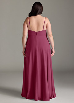Azazie Akita Brautjungfernkleider A-Linie Chiffon Kleid Maulbeerrot image6
