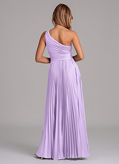 Azazie Lyrica 신부 들러리 드레스 A라인 한쪽 어깨 스트레치 새틴 비대칭 드레스 image8