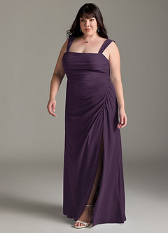 Azazie Jesaphine Bridesmaid Dresses Plum Sheath Bow Chiffon Dress image12
