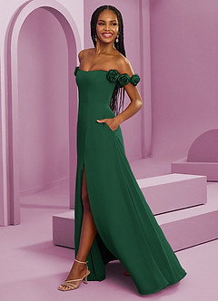 Barbie ♥ Azazie Bridesmaid Dresses Dark Green A-Line Off the Shoulder Chiffon Convertible Dress image6