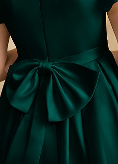 Azazie Pearl Flower Girl Dresses Pine Ball-Gown Pleated Matte Satin Dress image8