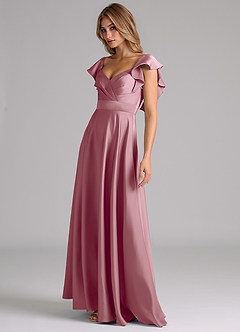 Azazie Leilani Bridesmaid Dresses Vintage Mauve A-Line Ruched Stretch Satin Dress image8