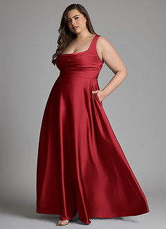Azazie Azaria Bridesmaid Dresses Scarlet A-Line Corset Stretch Satin Dress image10