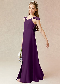 Azazie Everett Junior Grape A-Line Chiffon Dress image3
