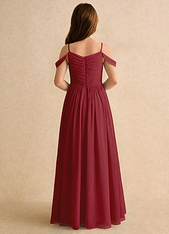Azazie Chelo Girls Formal Abiti da Ragazza di Fiori Abito A-Line in Chiffon Plissettato Melograno image2