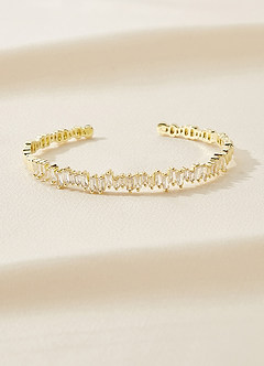 front Thin Jagged Crystal Cuff Bracelet