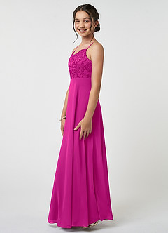 Azazie Sonya Junior Agave A-Line Lace Chiffon Dress image3